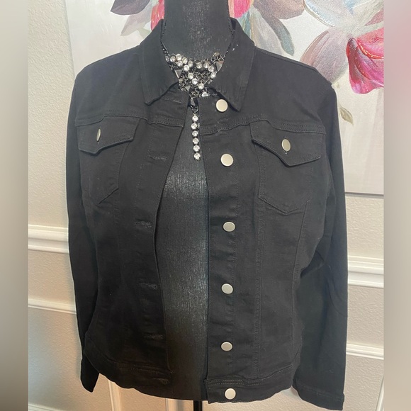 Black Jean Jacket || Size XXL (14) - Picture 3 of 14
